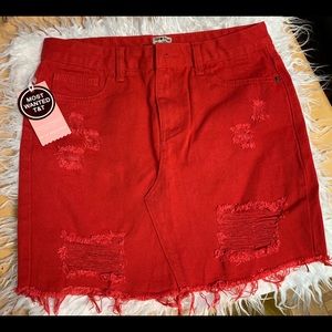 Red Nice Fitted Denim Skirt❤️